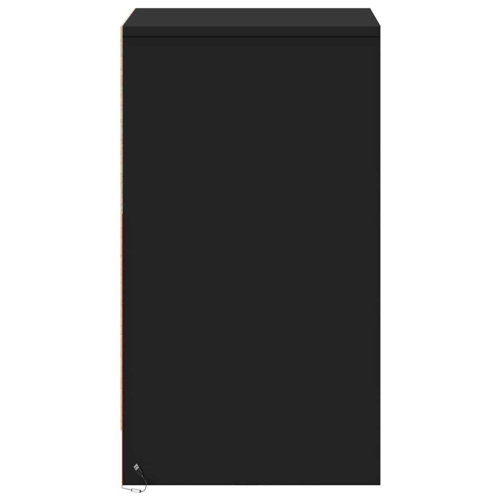 Walplus LED Engineered Wood Bedside Cabinet - Black - 38 x 34 x 61 cm - Image 7