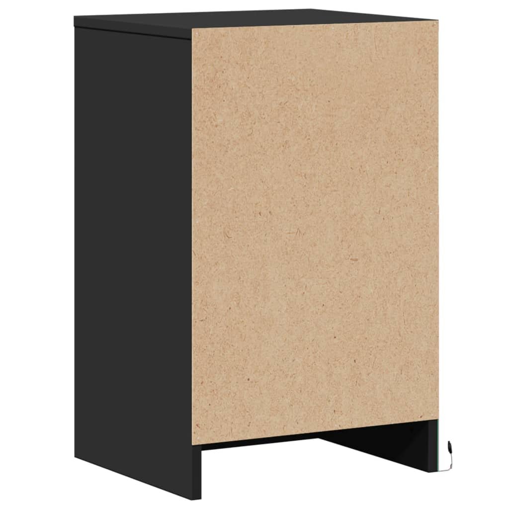 Walplus LED Engineered Wood Bedside Cabinet - Black - 38 x 34 x 61 cm - Image 8