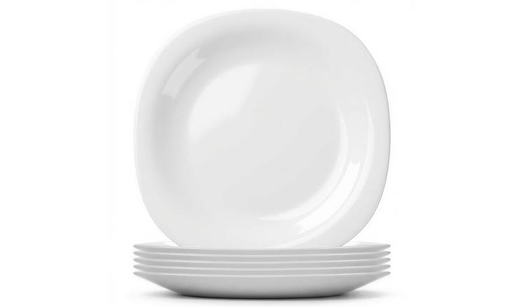 Argon Tableware Square Opalware Dinner Plates - Pack of 6