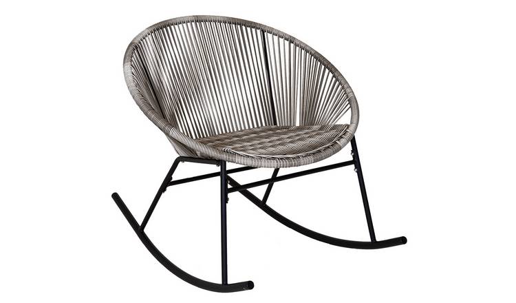 Charles Bentley Zanzibar Rocking Chair Rattan String Seat - Grey