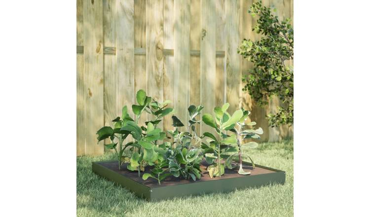 Walplus Steel Raised Garden Bed - Olive Green - 100 x 100 x 18.5 cm