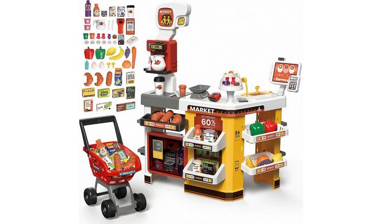 deAO 65 Pieces Supermarket Pretend Toy - Red