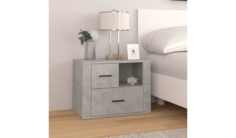 Walplus 2 Drawer Bedside Cabinet - Stone Grey - 60 x 36 x 45 cm