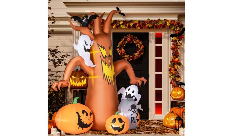 Outsunny 7.9ft Halloween Ghost Tree with Pumpkins Inflatable Decoration