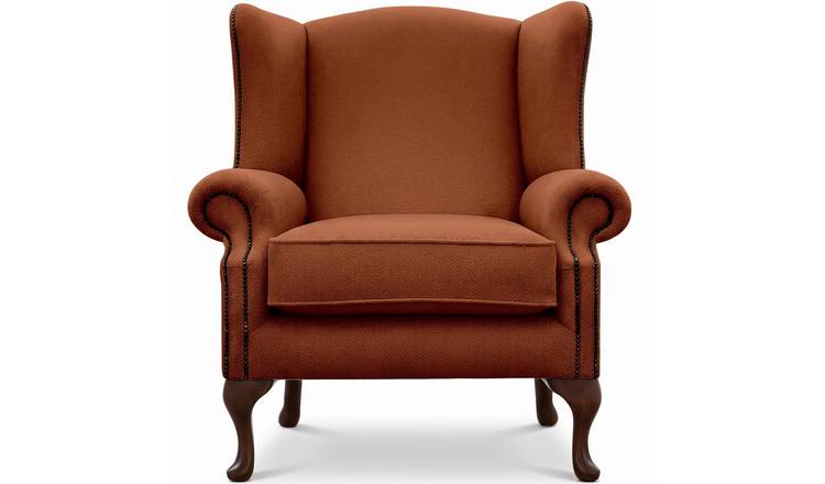 Somnior Darcy Sherpa Fabric Wing Accent Chair with Studs - Orange