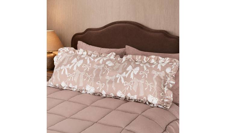 OHS Frill Edge Bolster Pillow - Natural Bow