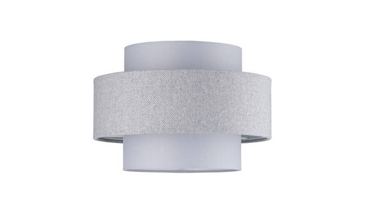 Happy Homewares Grey Herringbone Linen and Cotton Triple Pendant Shade - 30cm