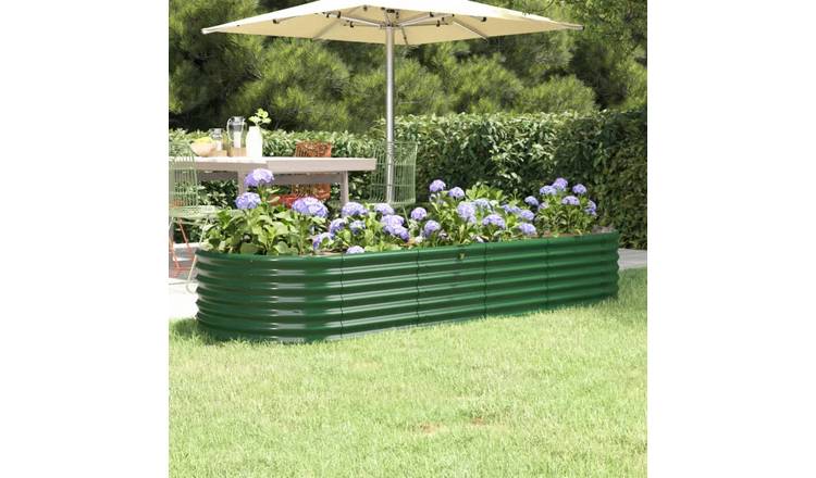 Walplus Galvanised Steel Raised Garden Bed - Green - 224 x 80 x 36 cm
