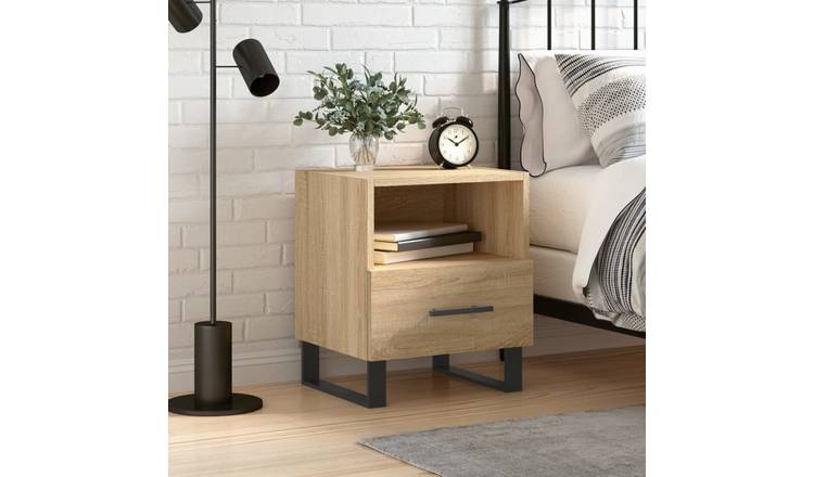 Walplus Engineered Wood Bedside Cabinet - Light Oak - 40 x 35 x 47.5 cm