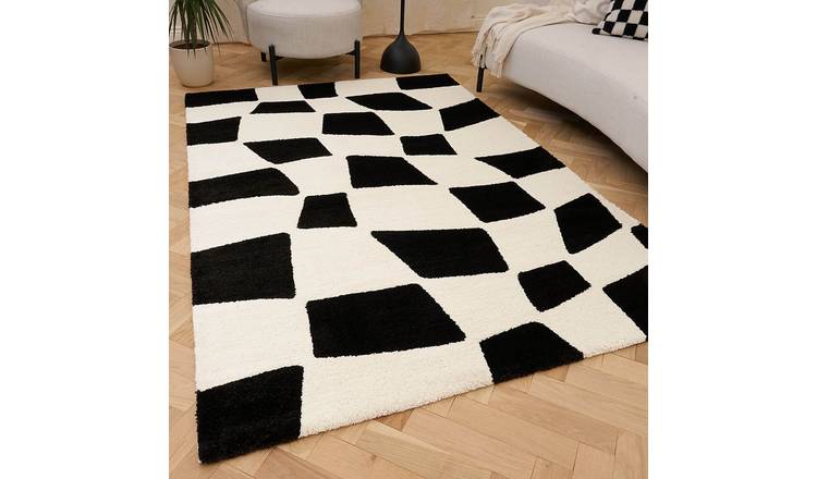 The Rugs Black and White Joli Chequered Rug - 80 x 150cm