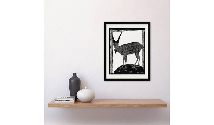 Samuel J De Mesquita Stylised Markhor Goat Framed Art Print - A3