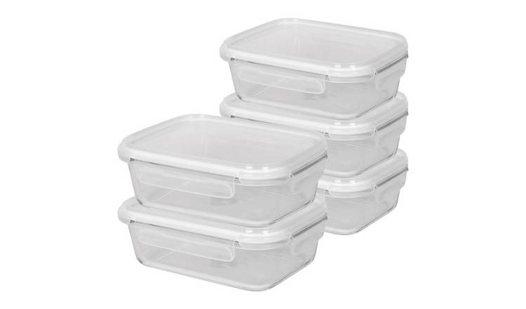 Harbour Housewares Glass Containers with Lids - Pack of 5 - 20 x 6cm