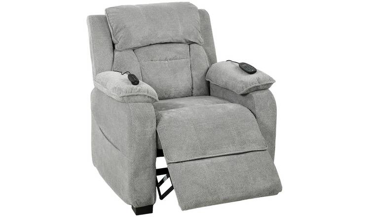 HOMCOM Velvet Power Recliner Armchair with Massage and Heat - Light Grey