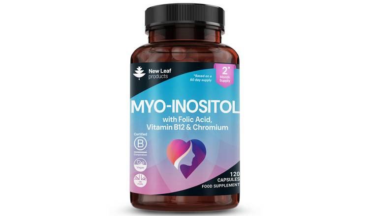 New Leaf Myo-Inositol with Folic Acid Vitamin B12 & Chromium - 120 Capsules