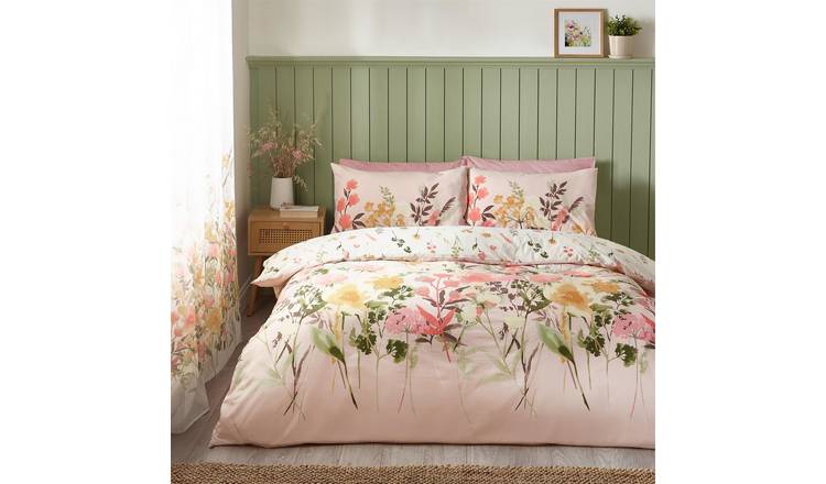 Catherine Lansfield Countryside Floral Duvet Cover Set - Super King - Pink