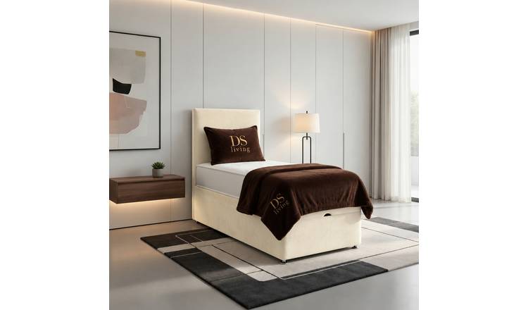 DS Living Prima Single Upholstered Divan Bed Frame - Cream