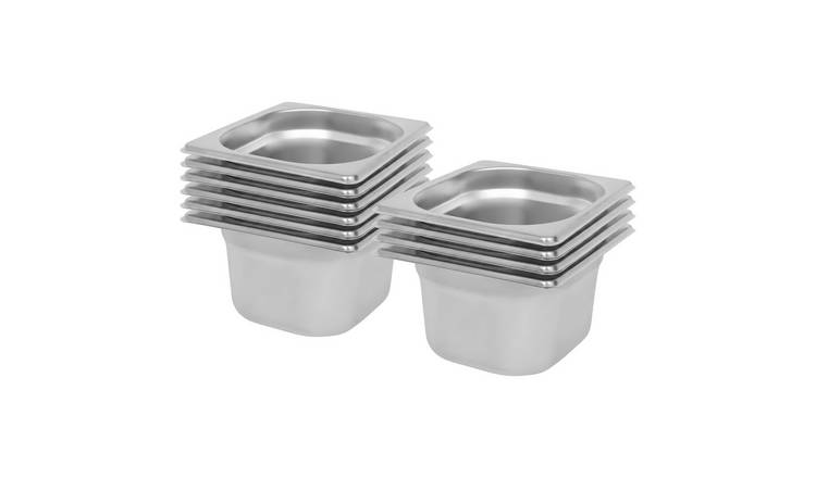 Argon Tableware Steel Gastronorm Containers 1/6 - 1.5L - Set of 10