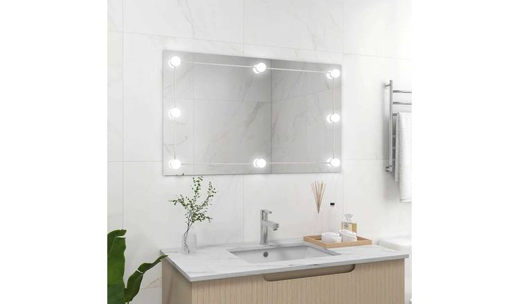 Walplus LED Frameless Rectangular Glass Wall Mirror Home Decor - Silver