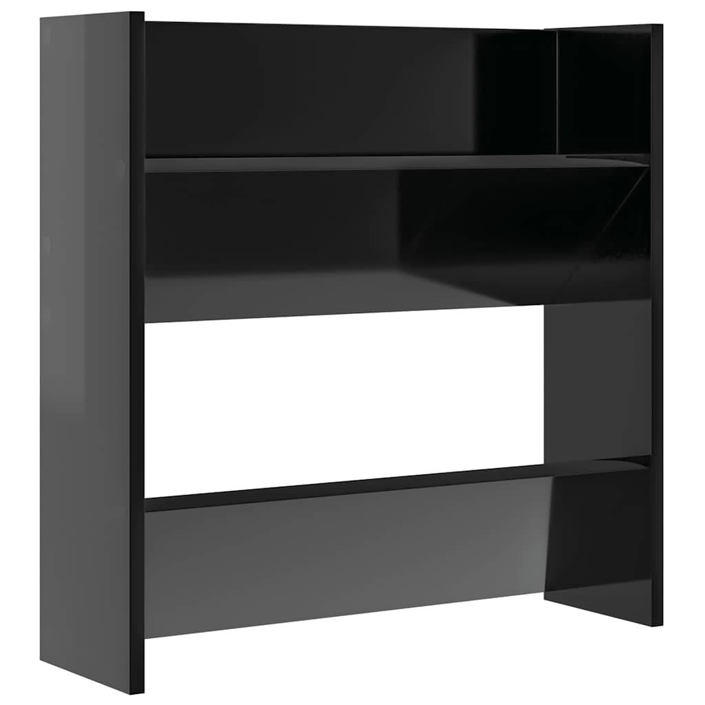 Walplus Pack of 4 Wall Shoe Cabinet - High Gloss Black - 60 x 18 x 60 cm - Image 5