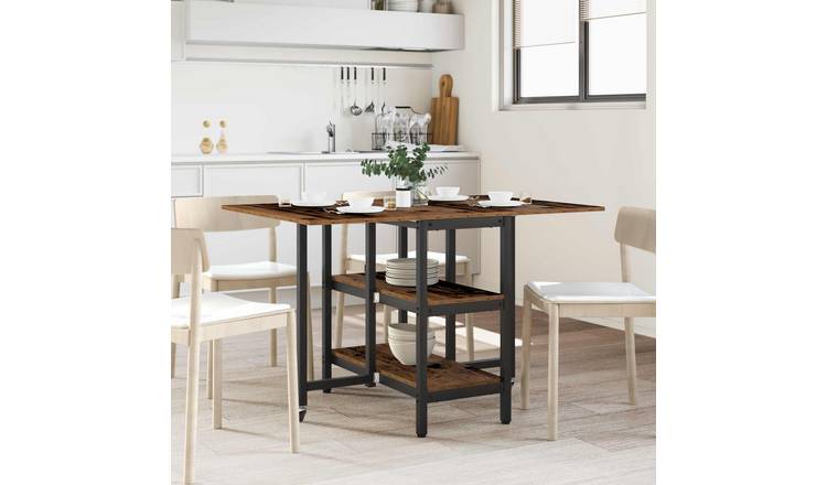 Walplus 2 Shelf Rectangular Dining Table - Old Wood - 122 x 80 x 76.5 cm