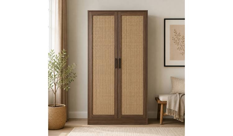 Home Treats Rattan 2 Door Wardrobe - Pine