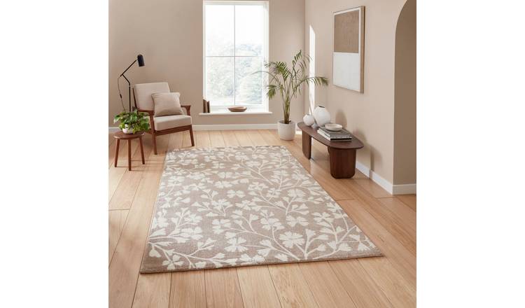 Mega Flooring Beige Modern Floral Rug - 80 x 150cm