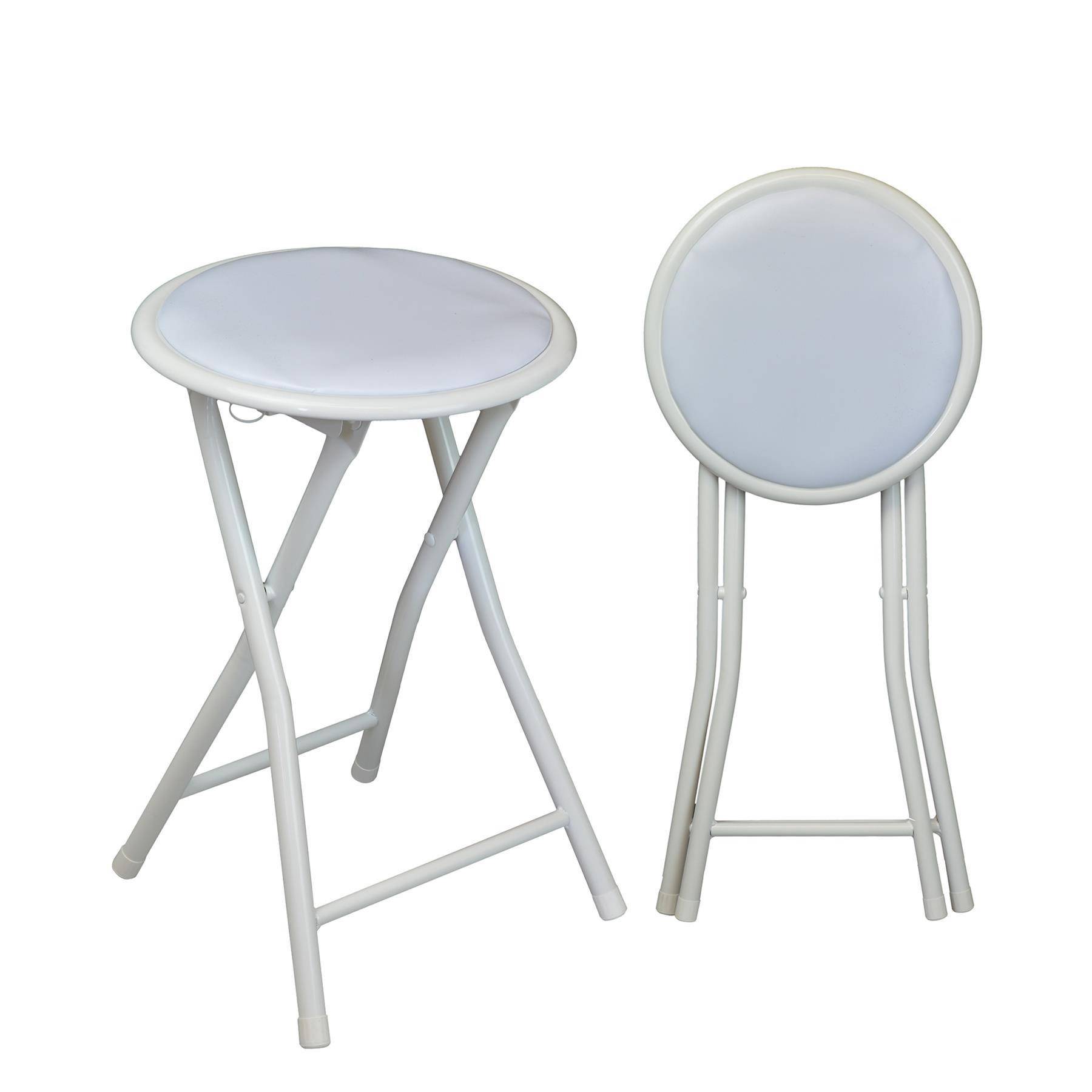 Harbour Housewares Padded Folding Stools Pack of 8 - White - Image 1