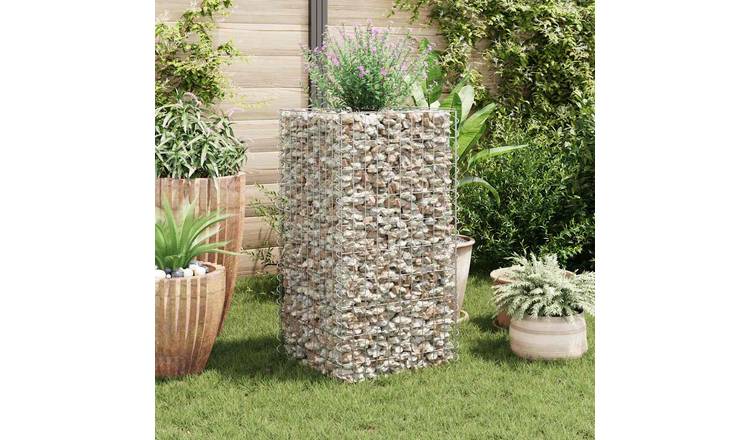 Walplus Galvanised Steel Gabion Raised Bed - Silver - 50 x 50 x 100 cm