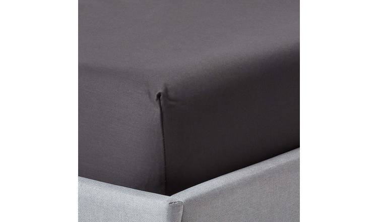 Homescapes Egyptian Cotton Dark Grey Sateen Deep Fitted Sheet - Single