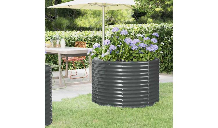 Walplus Galvanised Steel Garden Raised Bed - Anthracite - 100 x 100 x 68 cm