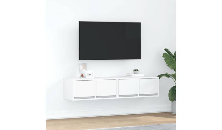 Walplus 2 Piece Engineered Wood TV Cabinet - White - 60 x 31 x 25.5 cm