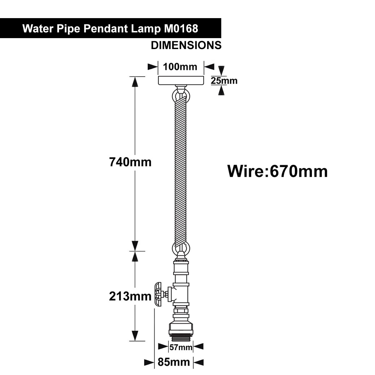 Energy Light Bulbs Rustic Water Pipe with Rope Ceiling Light - Brown - Image 2