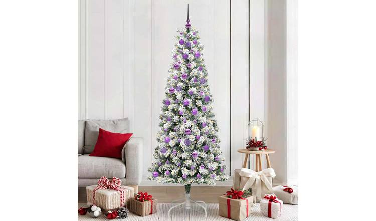 Walplus PVC Hinged Magenta Ornaments Artificial Christmas Tree - Green - 210 cm