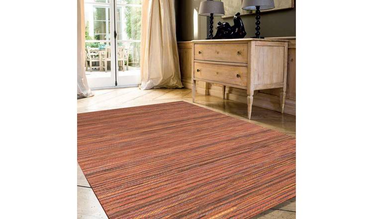 Mega Flooring Orange Modern Striped Rug - 200 x 290cm
