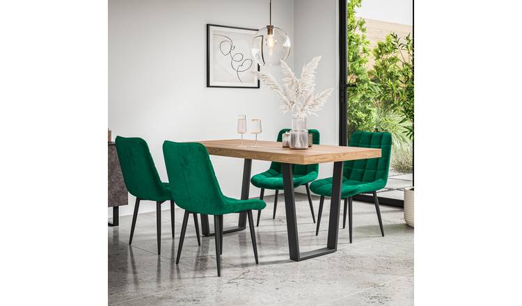 Furniture Online Aria Nova Oak Effect Dining Table & 4 Grey Chairs