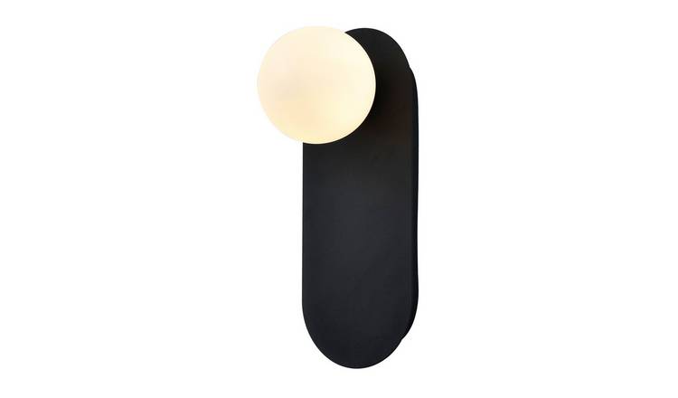 Happy Homewares Matte Sand Black LED with Opal White Wall Light - 12cm