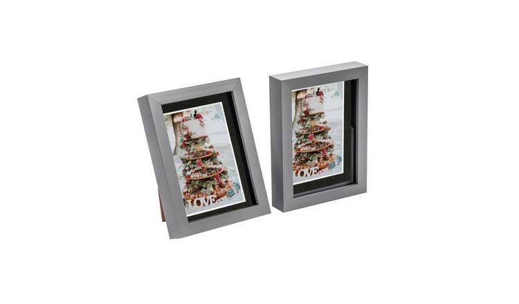 Nicola Spring 3D Box Photo Frames - 5 x 7" with Mount - Set of 2 - Grey