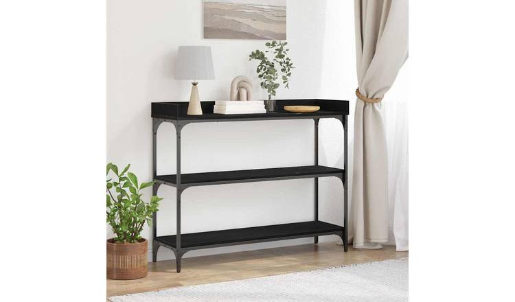 Walplus Shelf Engineered Wood Console Table - Black Oak - 100 x 30 x 80 cm
