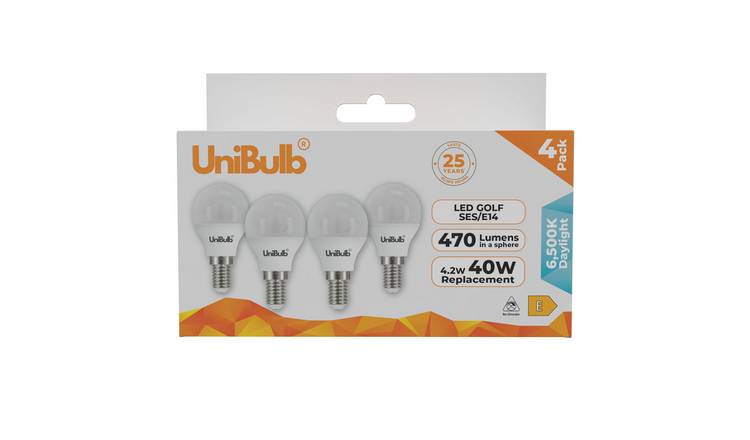 UniBulb 4.2W LED Daylight Golf Ball E14 Light Bulb - 4 Pack