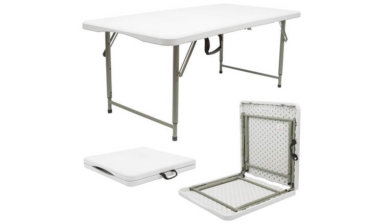 Harbour Housewares Height Adjustable Folding Trestle Table - White