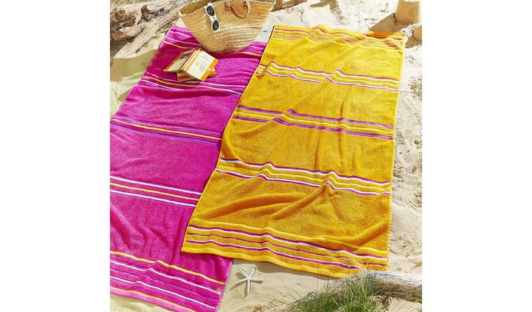 Catherine Lansfield Rainbow Beach Towel Pair 75 x 150cm - Multi