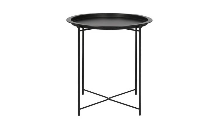 Harbour Housewares Round Steel Tray Table - Matt Black
