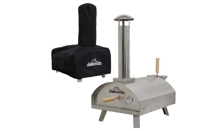 Dellonda Portable Wood-Fired Pizza Oven with Cover/Carry Bag - Stainless Steel