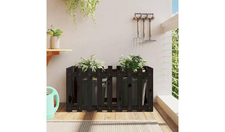 Walplus Wood Raised Garden Bed - Black - 100 x 50 x 50 cm