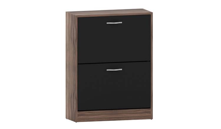 Vida Designs 2 Drawer Shoe Cabinet - Walnut & Black
