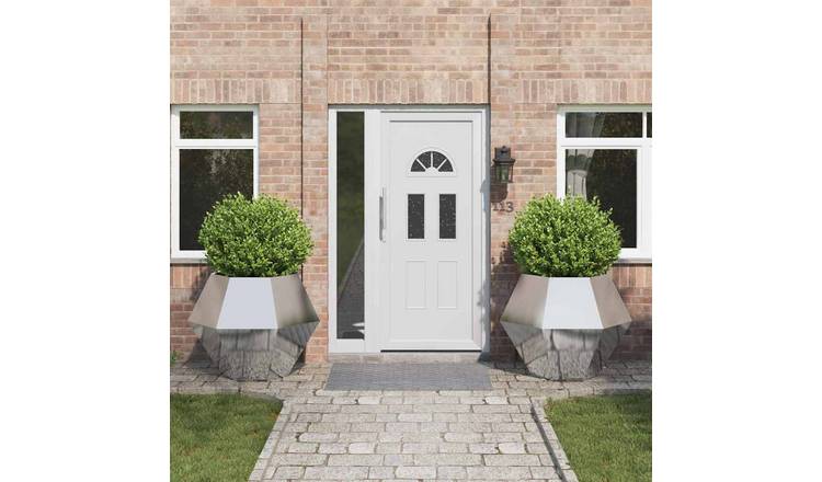 Walplus Pack of 2 Galvanised Steel Garden Planter - Silver - 100 x 100 x 80 cm