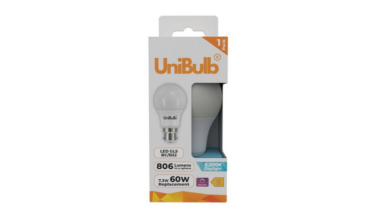 UniBulb 7.3W LED Daylight Dimmable GLS B22 Light Bulb