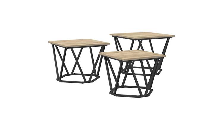 Walplus Pack of 3 Coffee Table - Sonoma Oak - 50 x 50 x 40 cm