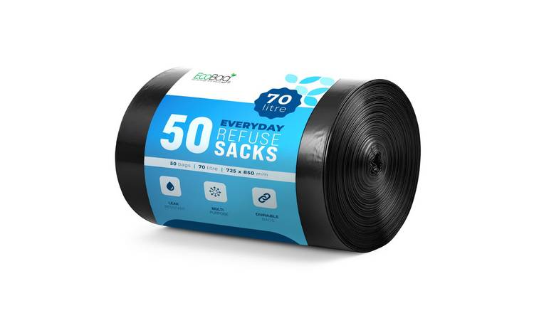 EcoBag Black 70L Everyday Bin Bags - Pack of 50