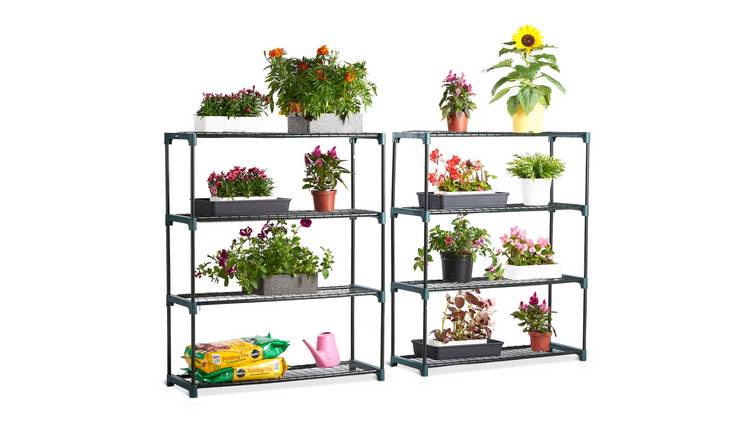 VonHaus Greenhouse Shelving, 4-Tier Shelves - Steel